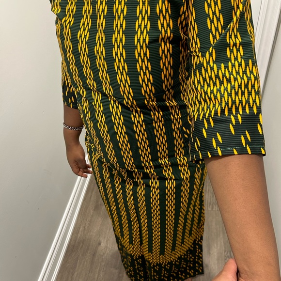 Green and Yellow Ankara Maxi Dress - Picture 11 of 12